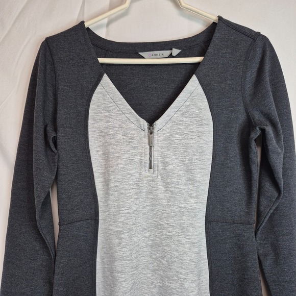 Athleta Whereupon Athleisure Womens Size Small Dress Gray Black Zip Neck - Picture 3 of 11